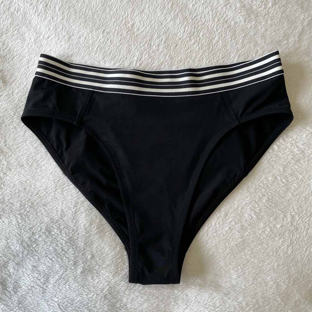 Athleta swim bottom black with white strip band Sm